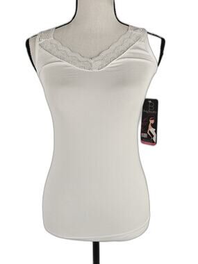 Women's Body Beautiful Shapewear Camisole White Lace Trim L/XL NWT
